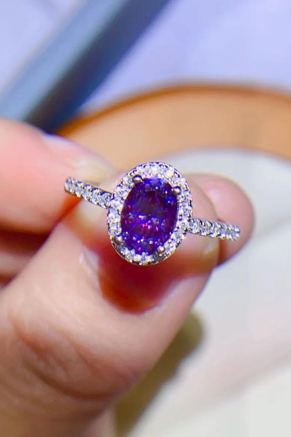 925 Sterling Silver 1 Carat Purple Moissanite Ring - AllIn Computer