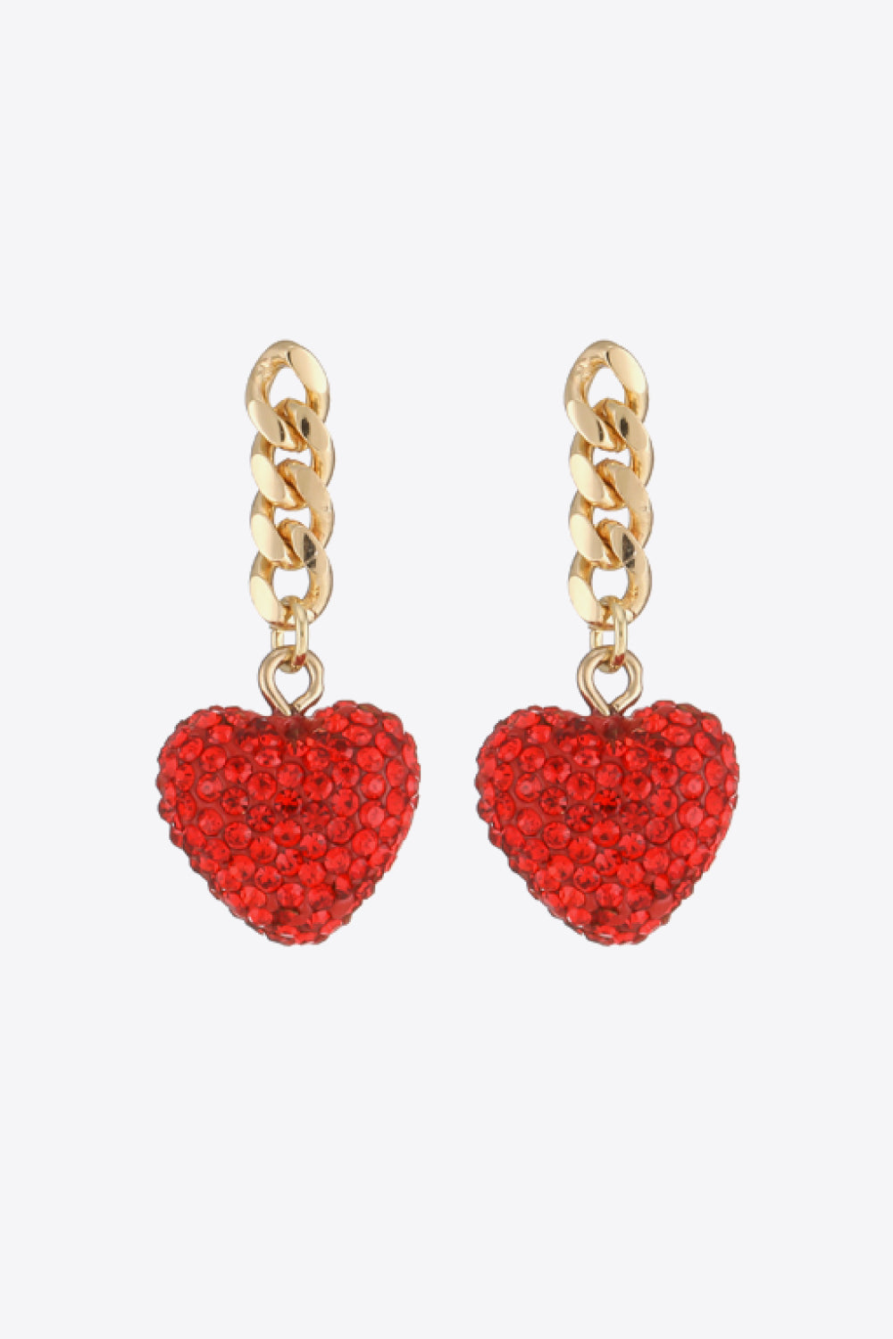 Rhinestone Heart Chain Drop Earrings - AllIn Computer