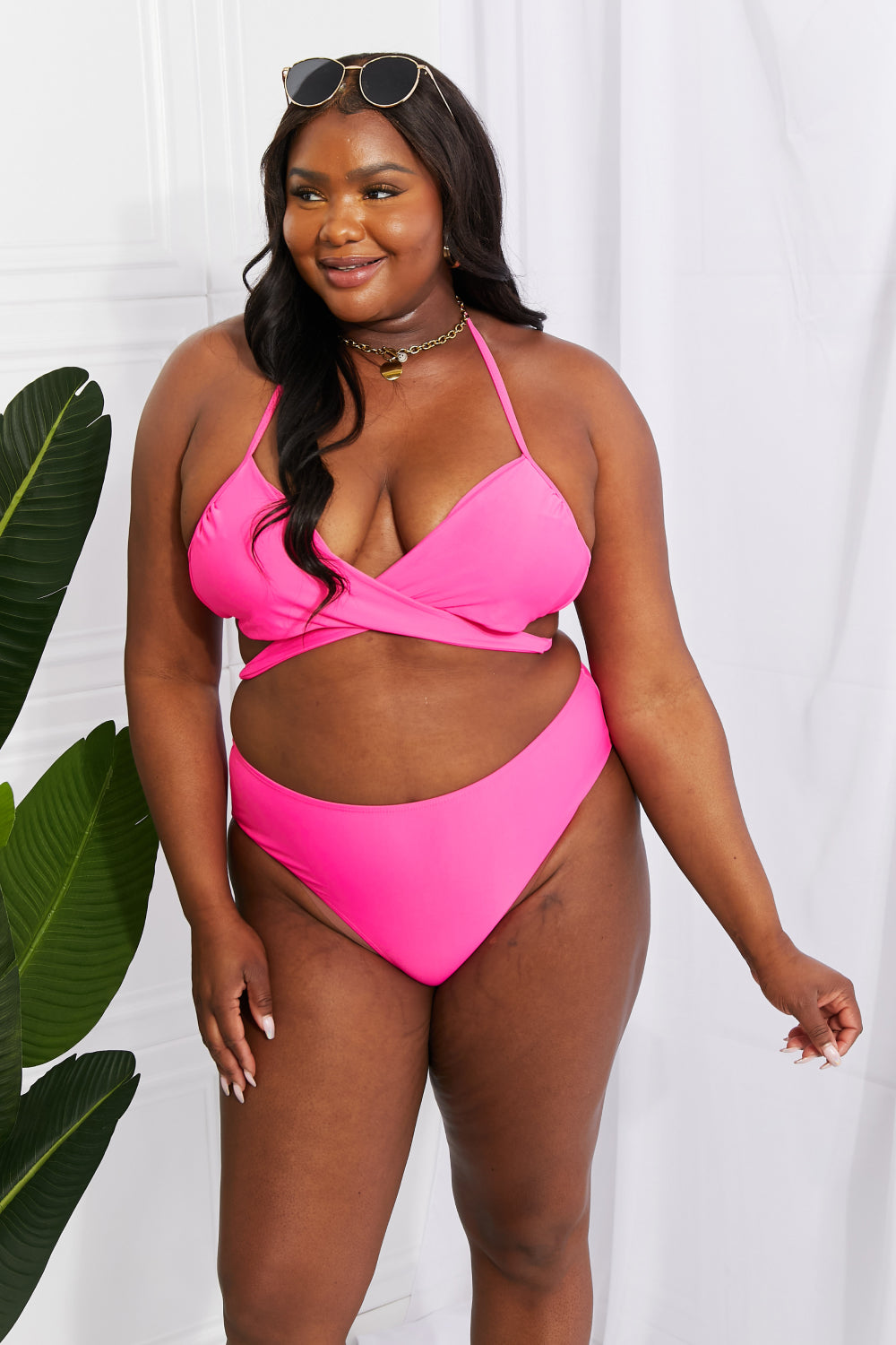 Marina West Swim Summer Splash Halter Bikini Set in Pink - AllIn Computer