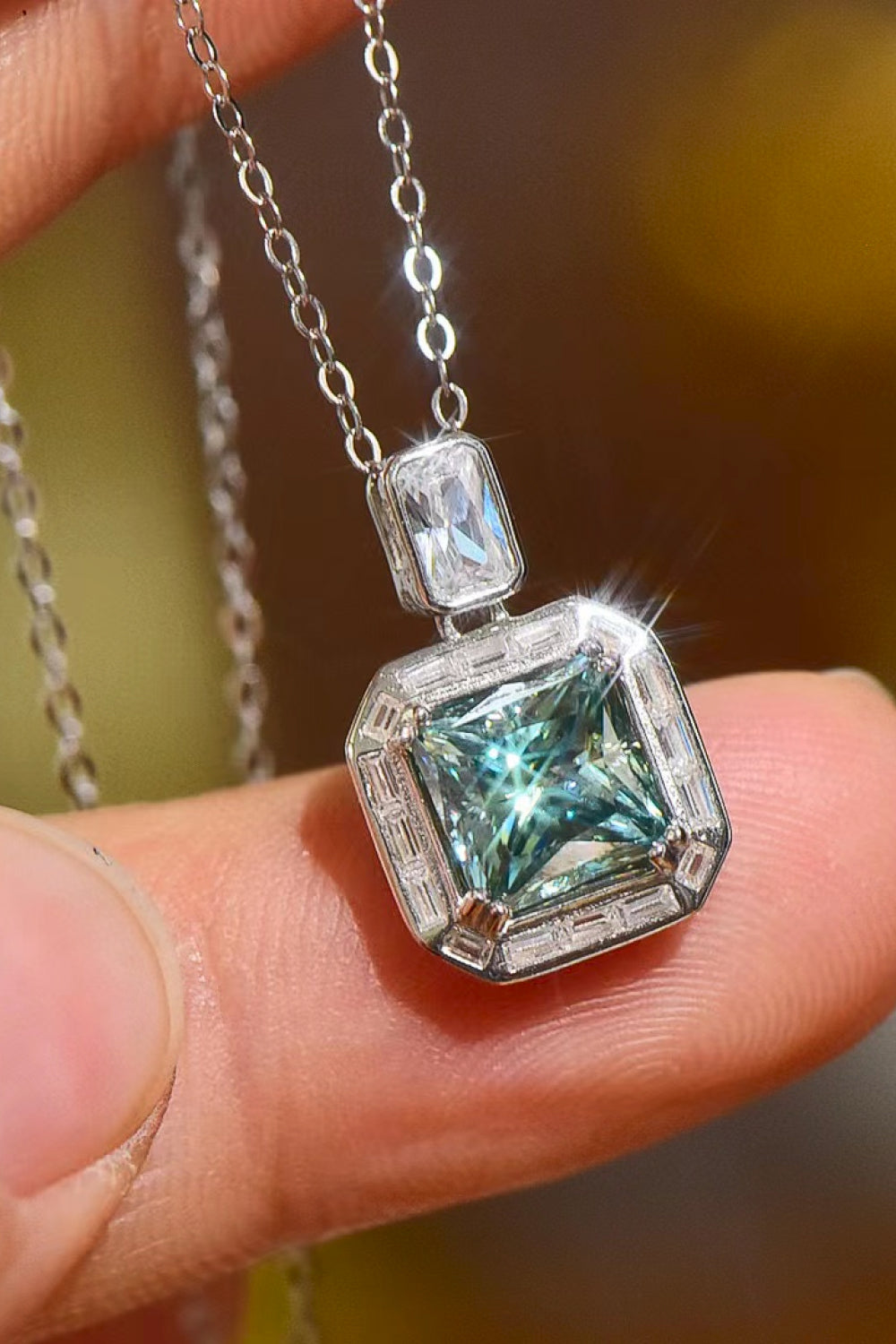 2 Carat Moissanite Square Pendant Necklace - AllIn Computer