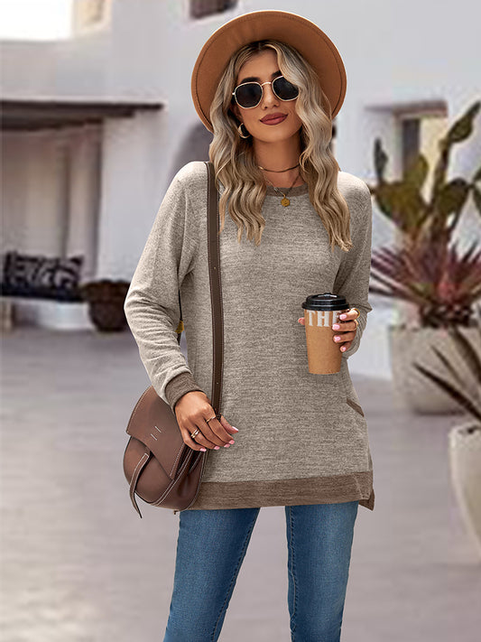 Round Neck Long Sleeve Blouse - AllIn Computer