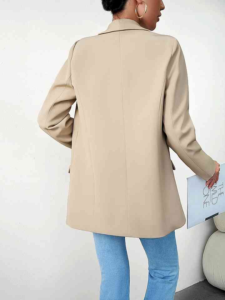 Lapel Collar Long Sleeve Blazer - AllIn Computer