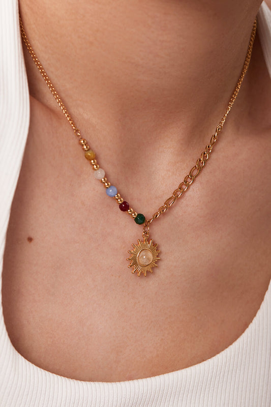 Opal Sun Shape Pendant Necklace - AllIn Computer
