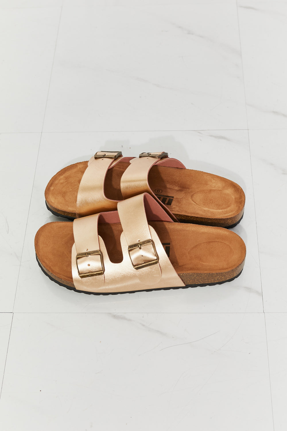 MMShoes Best Life Double-Banded Slide Sandals in Gold - AllIn Computer