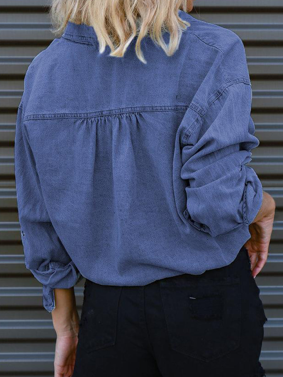 Tie Detail Denim Top - AllIn Computer