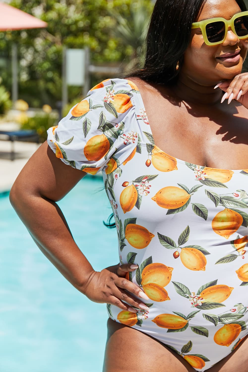 Marina West Swim Salty Air Puff Sleeve One-Piece in Citrus Orange - AllIn Computer