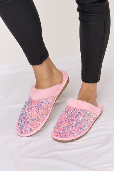 Forever Link Sequin Plush Round Toe Slippers - AllIn Computer