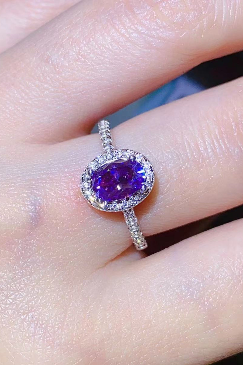 925 Sterling Silver 1 Carat Purple Moissanite Ring - AllIn Computer