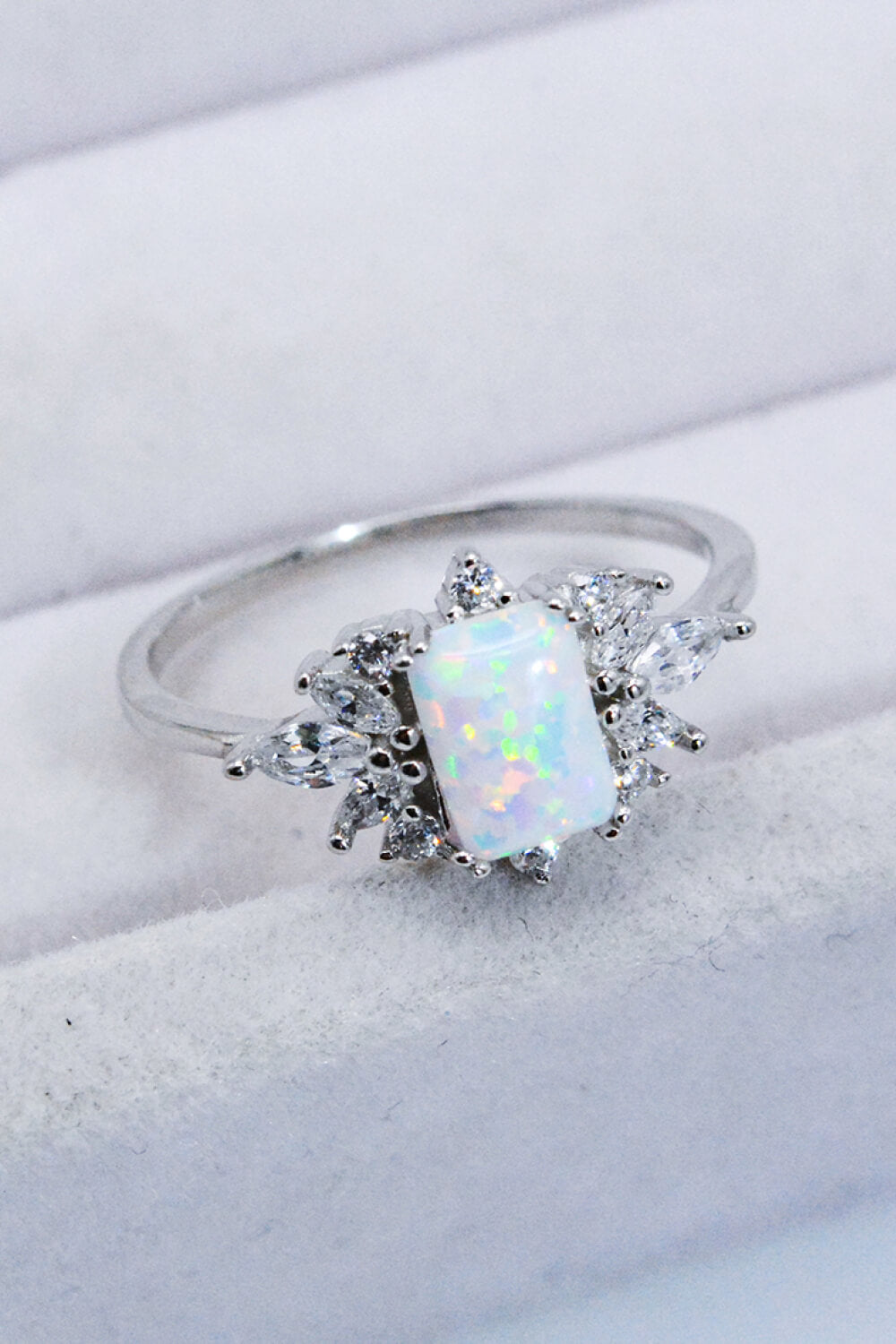 925 Sterling Silver Zircon and Opal Ring - AllIn Computer