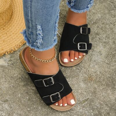 Metal Buckle Open Toe Sandals - AllIn Computer