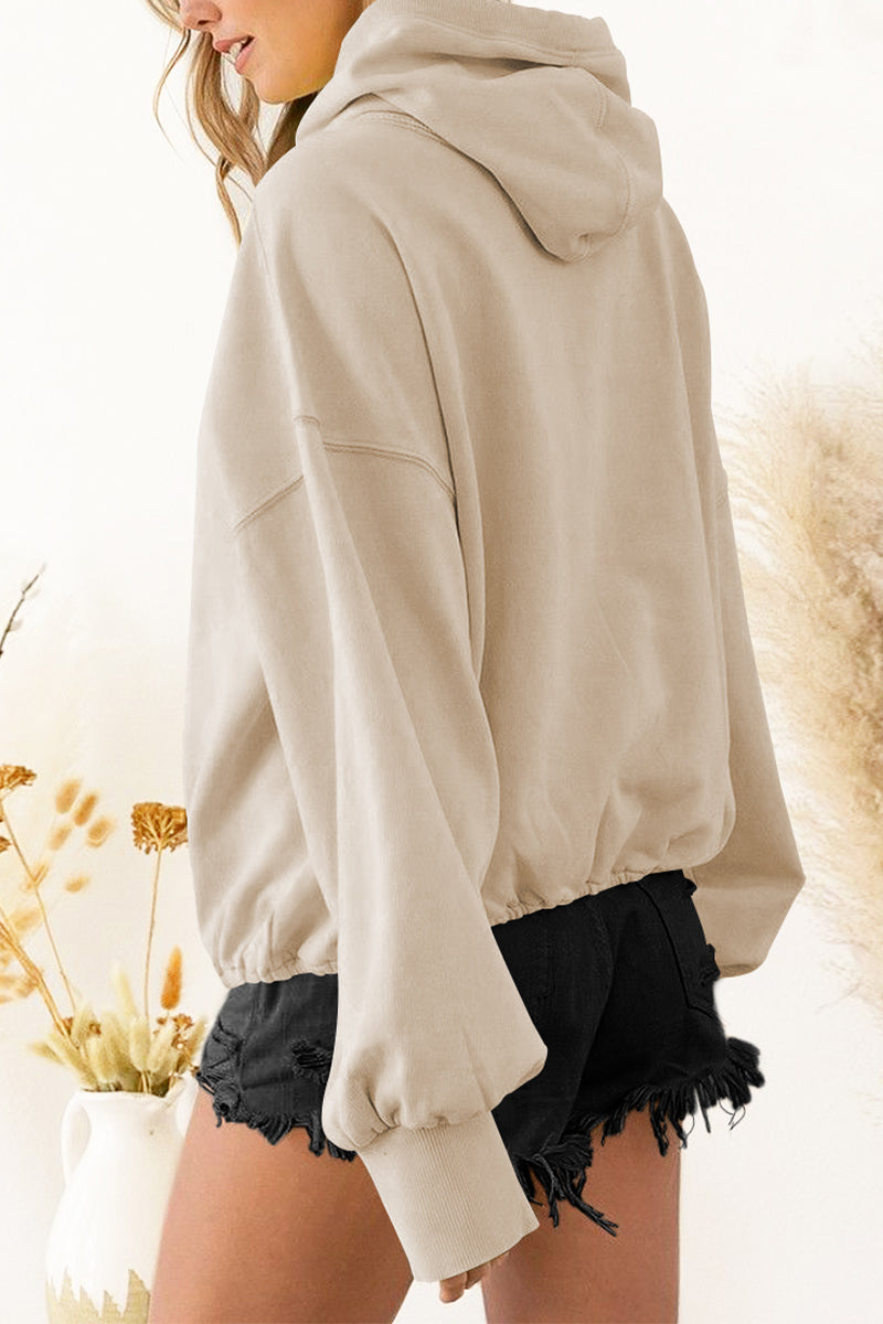 Zip-Up Dropped Shoulder Hoodie - AllIn Computer