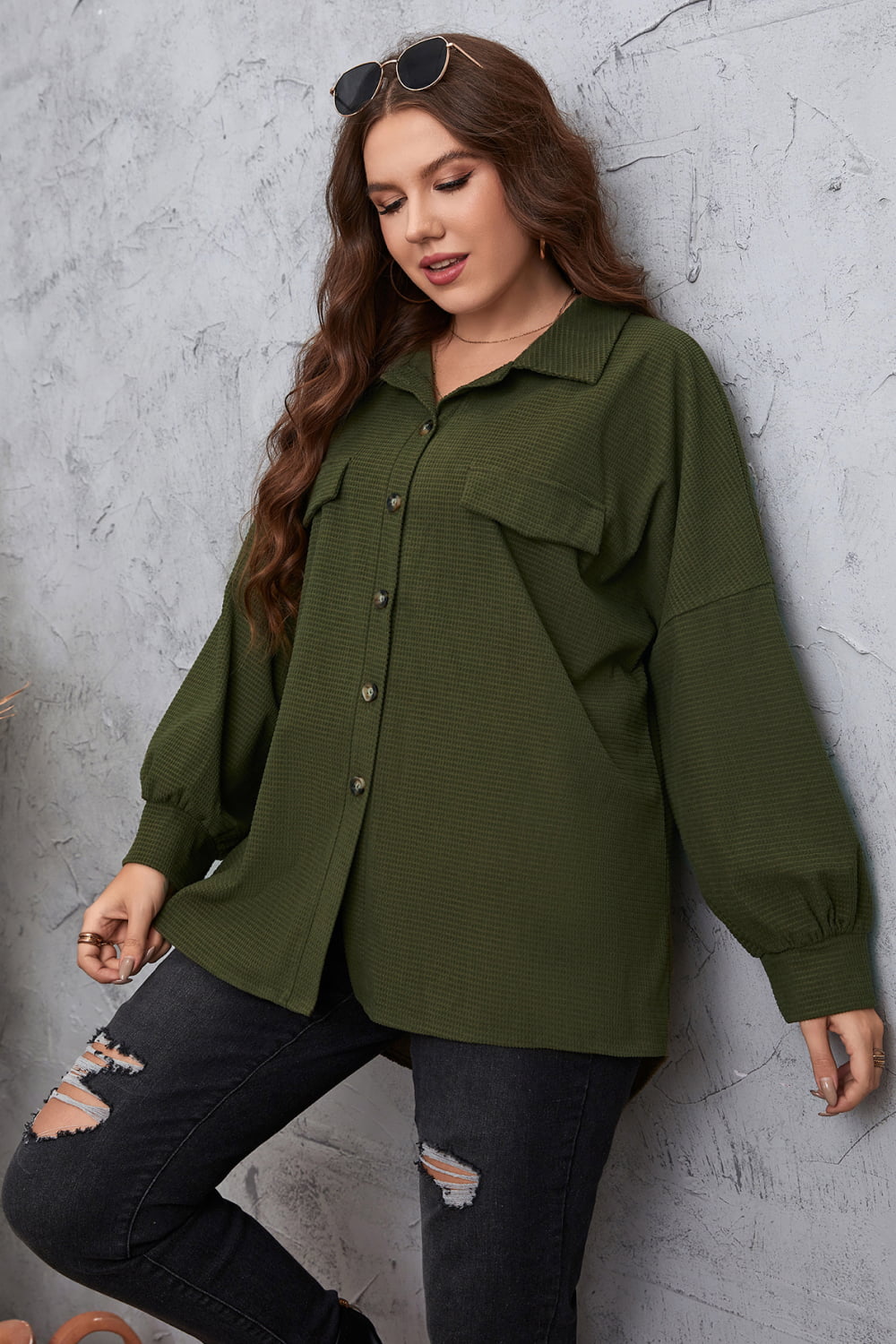 Melo Apparel Plus Size Dropped Shoulder Shirt - AllIn Computer