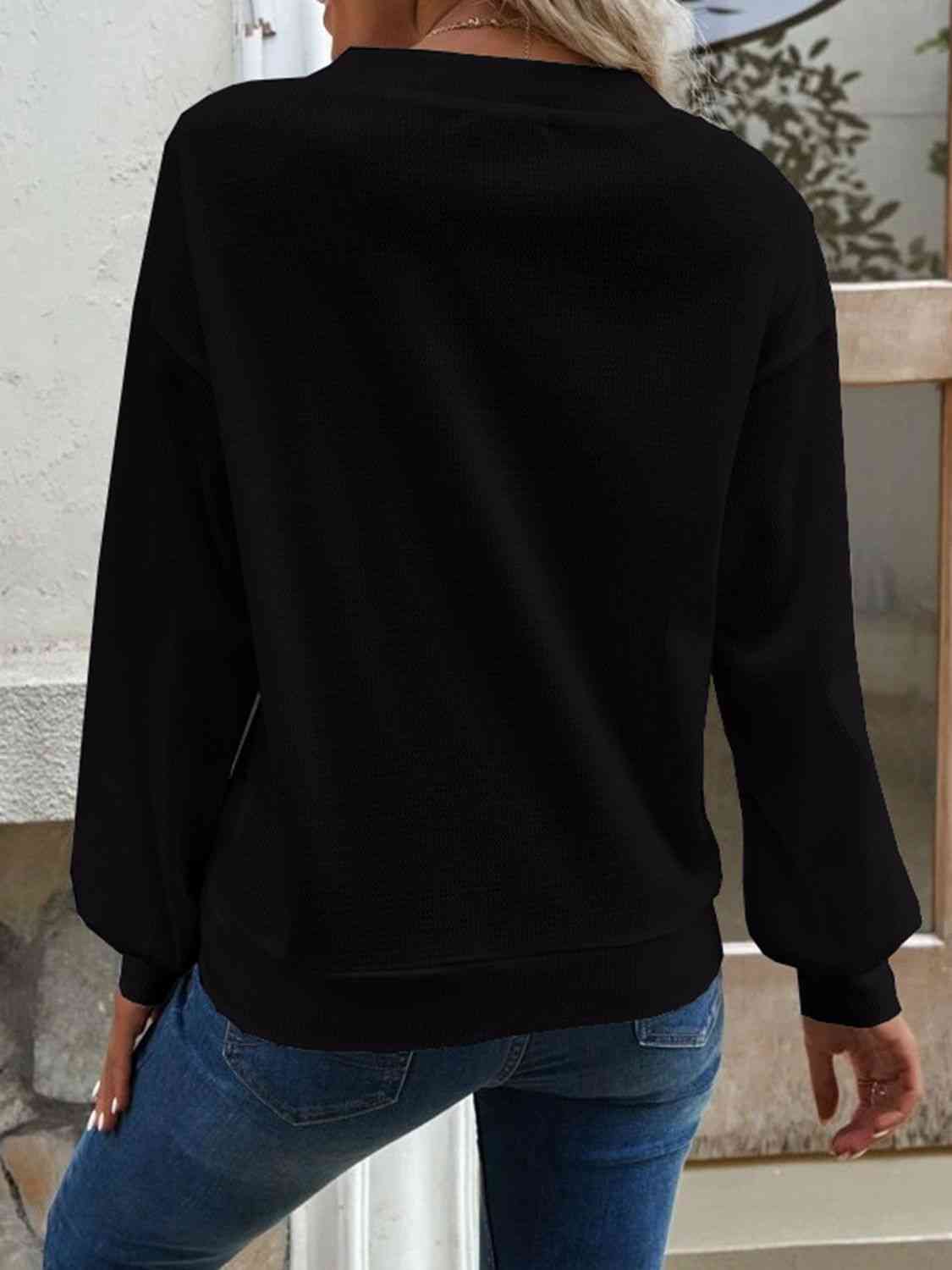 V-Neck Dropped Shoulder Blouse - AllIn Computer