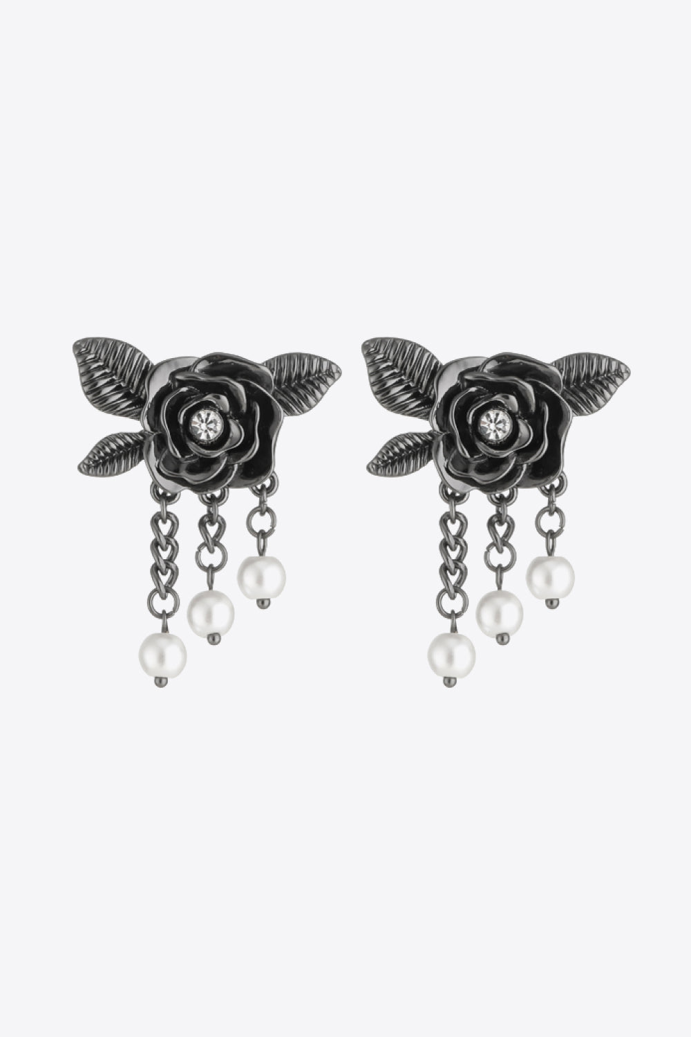 Floral Chain Detail Pearl Earrings - AllIn Computer