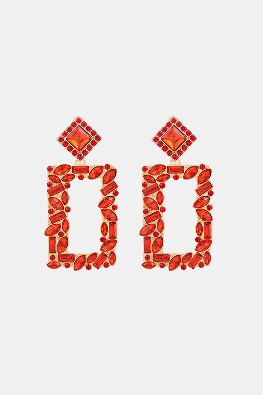Square Shape Glass Stone Dangle Earrings - AllIn Computer