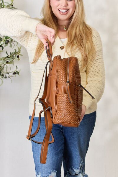 SHOMICO PU Leather Woven Backpack - AllIn Computer
