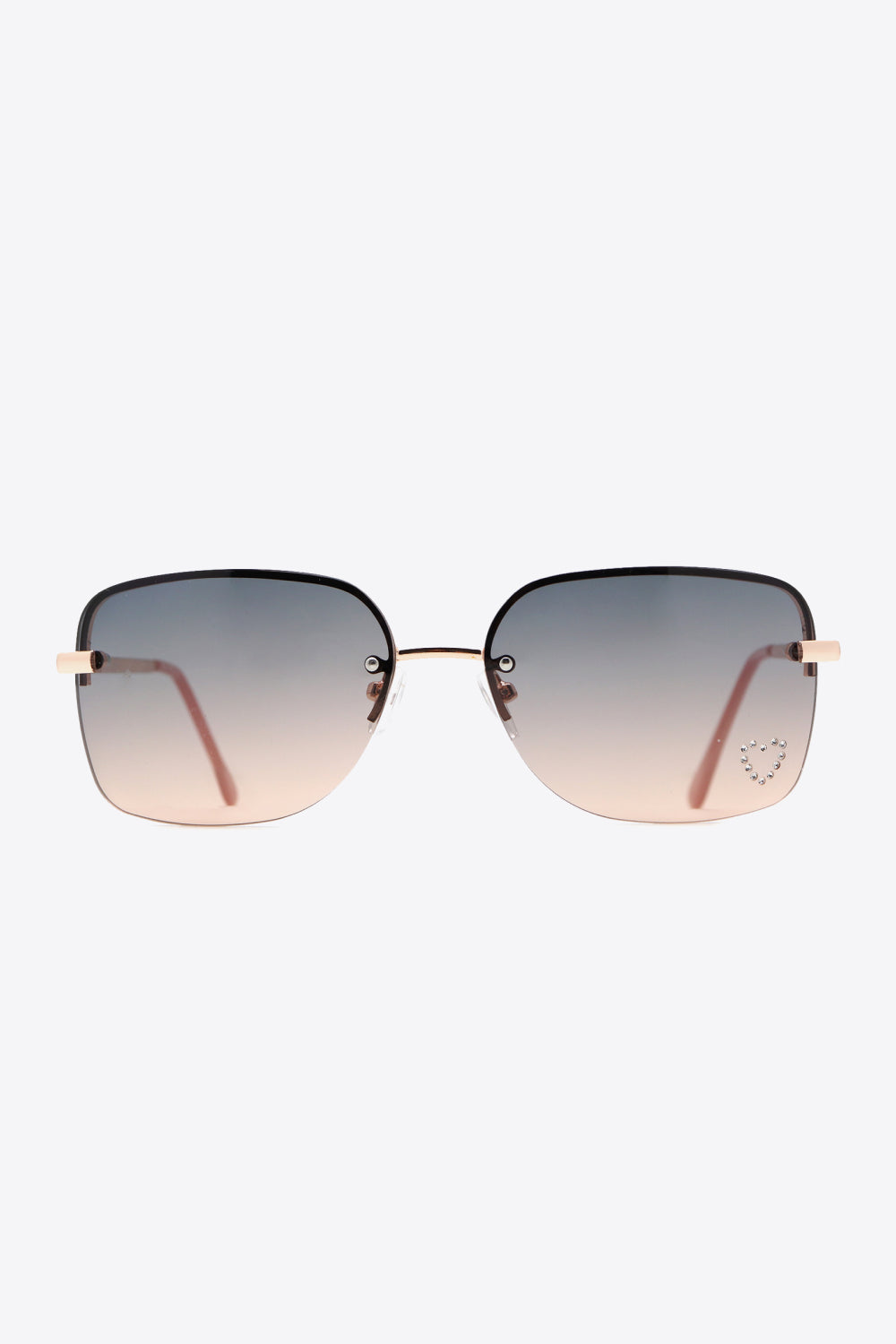 Rhinestone Heart Metal Frame Sunglasses - AllIn Computer
