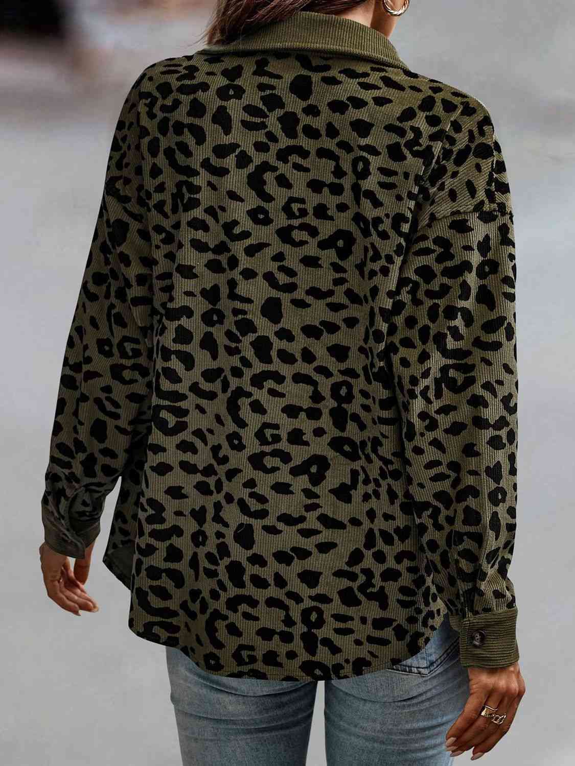 Full Size Leopard Buttoned Jacket - AllIn Computer