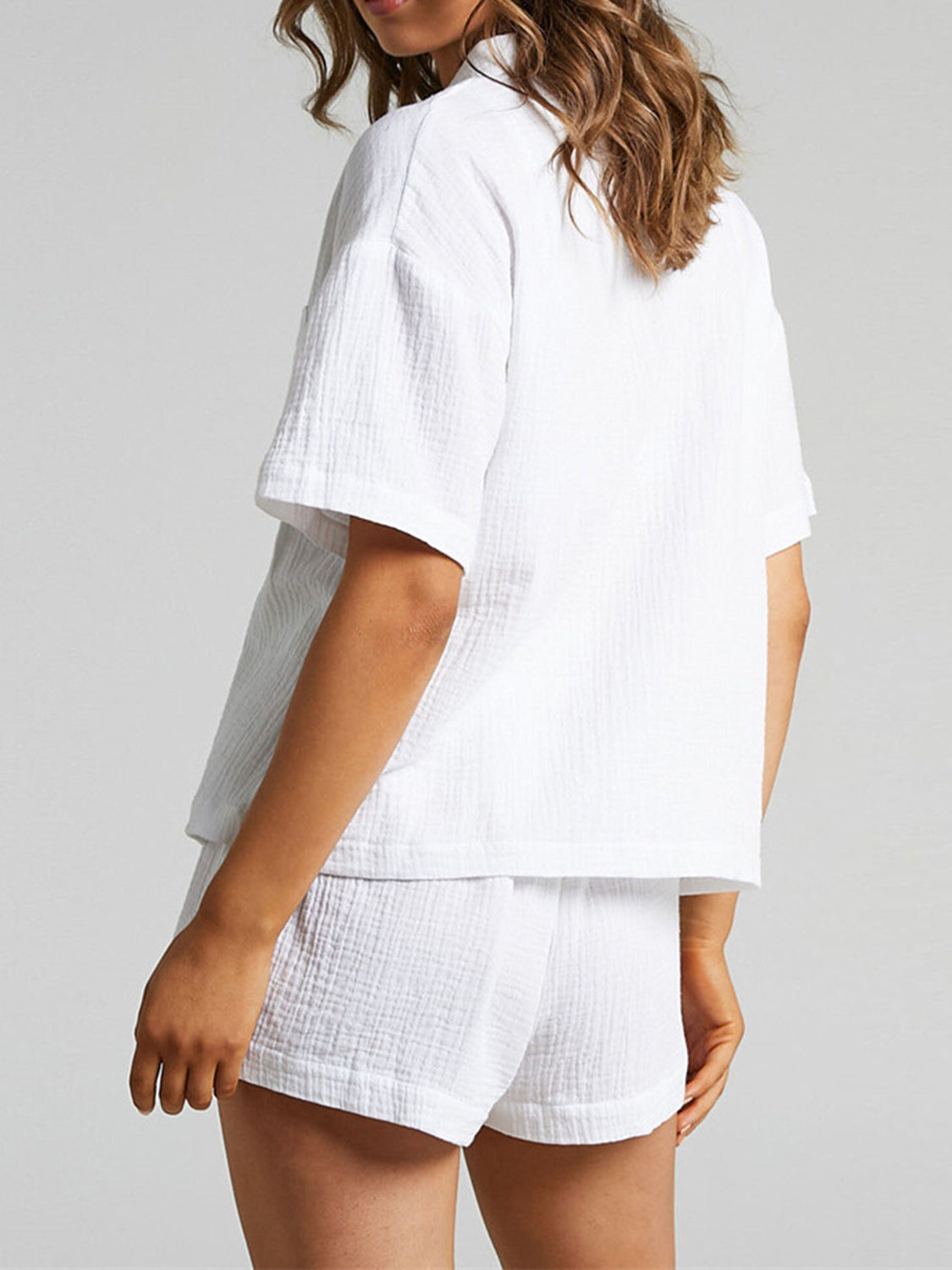 Texture Button Up Shirt and Shorts Set - AllIn Computer