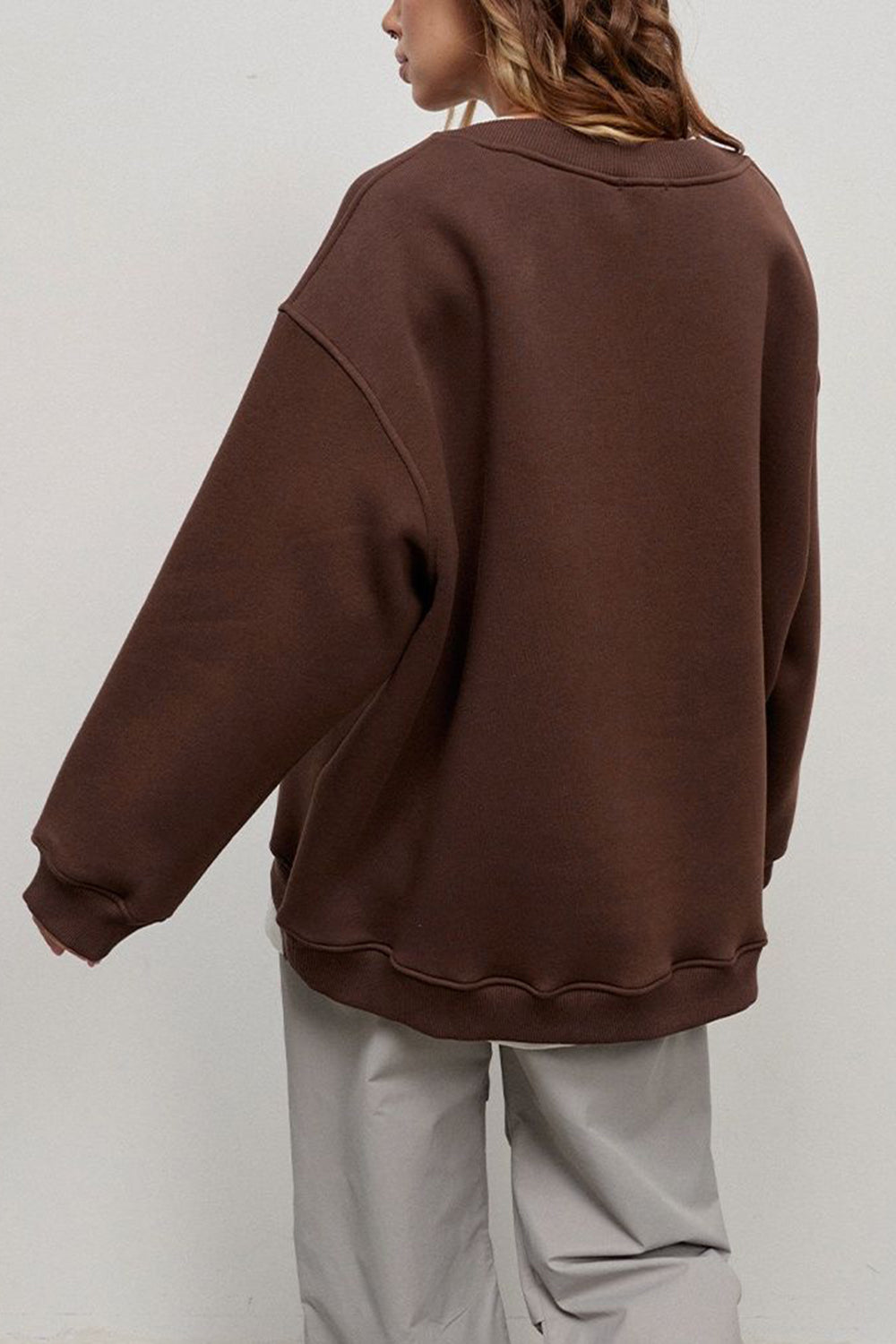 Oversize Round Neck Dropped Shoulder Sweatshirt - AllIn Computer