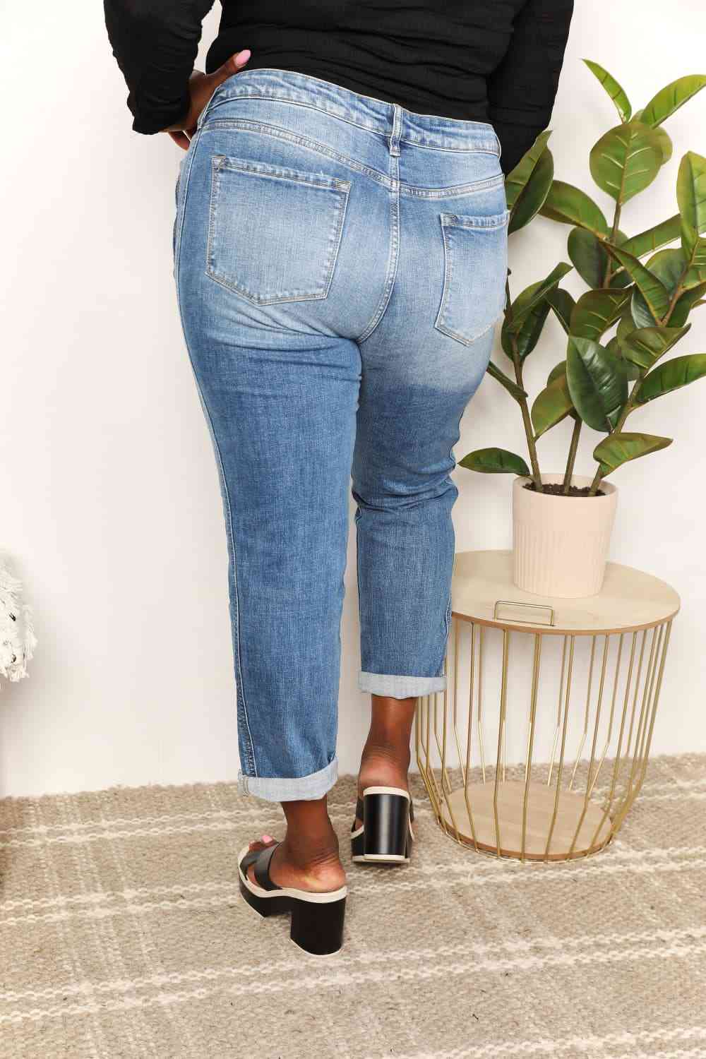 Kancan Full Size Mid Rise Slim Boyfriend Jeans - AllIn Computer