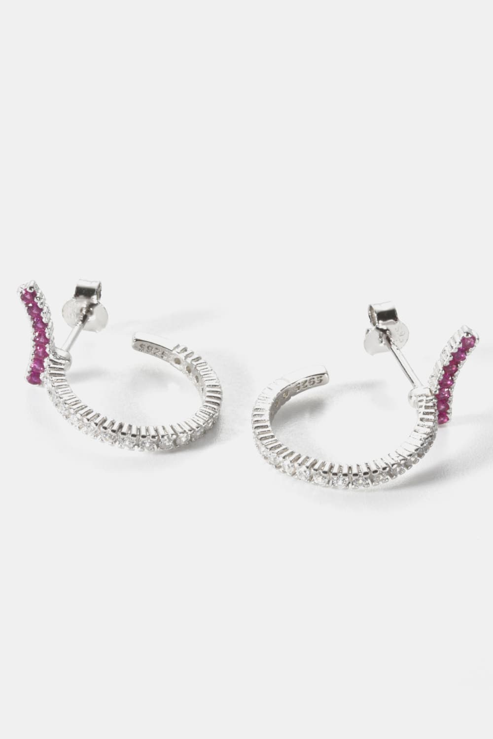 Inlaid Zircon 925 Sterling Silver C-Hoop Earrings - AllIn Computer