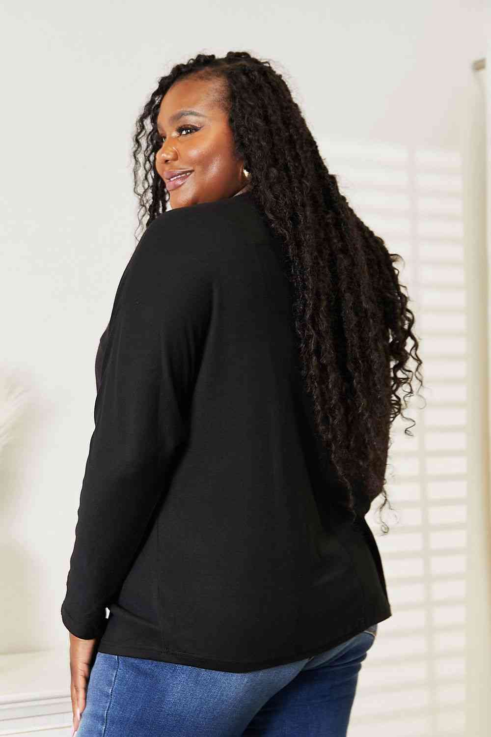 Double Take Seam Detail Round Neck Long Sleeve Top - AllIn Computer