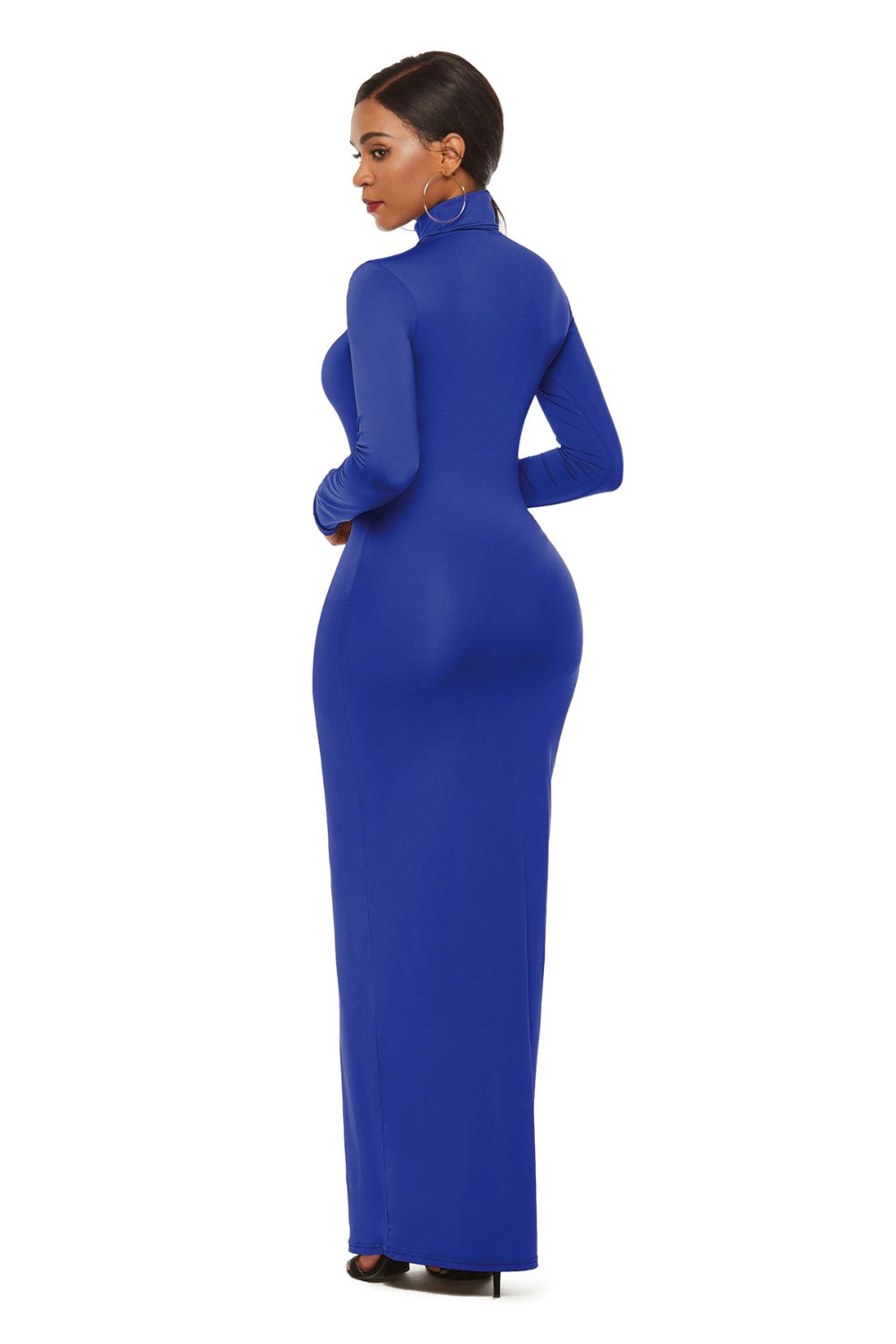 Mock Neck Long Sleeve Maxi Slim Dress - AllIn Computer