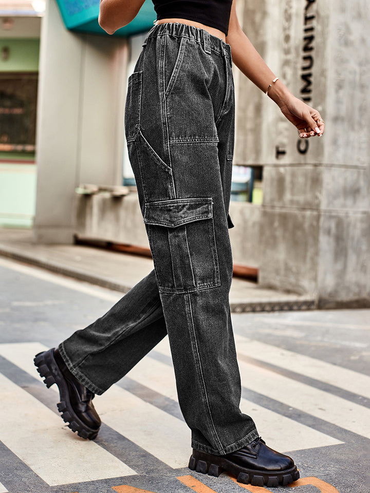 Straight Leg Cargo Jeans - AllIn Computer