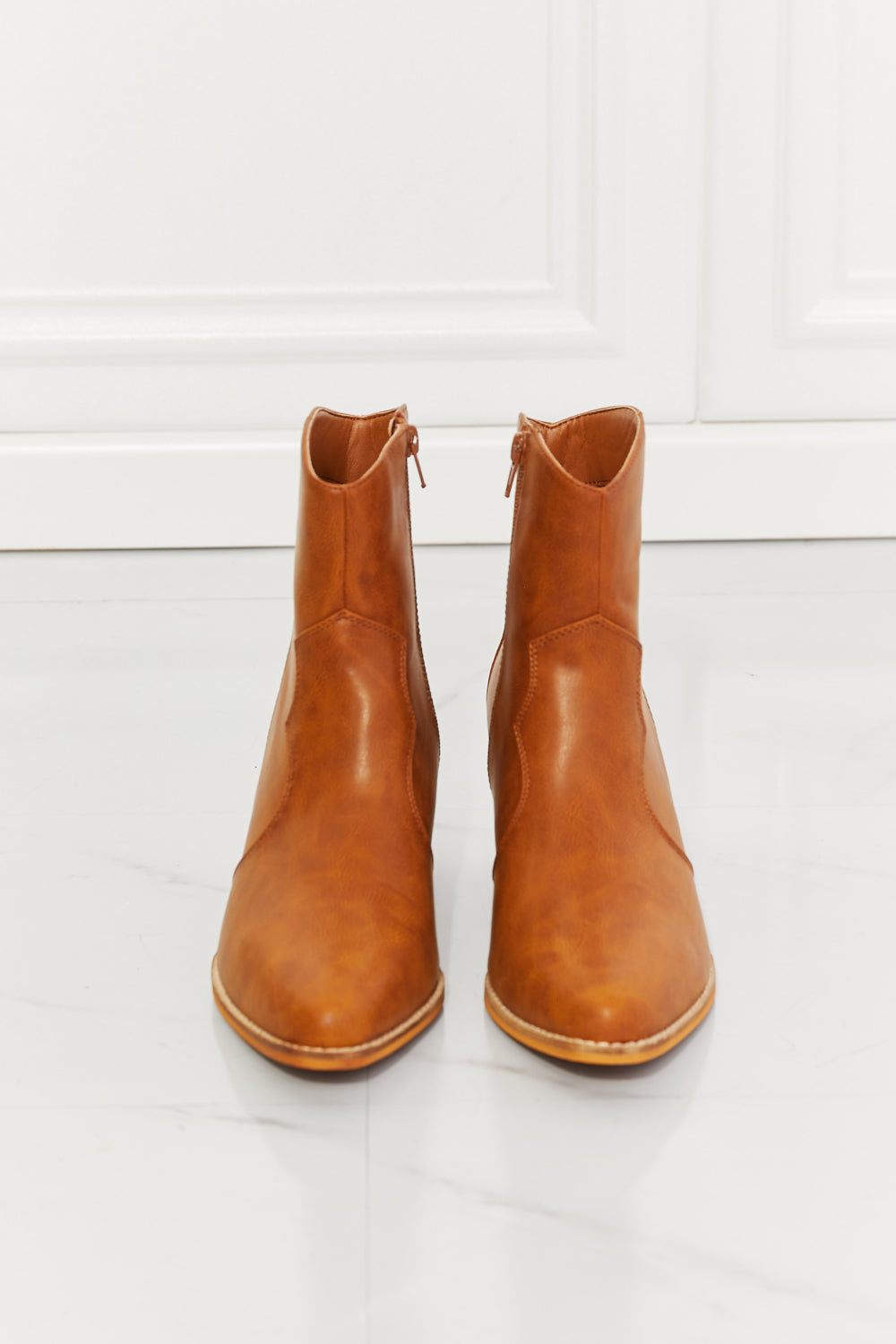 MMShoes Watertower Town Faux Leather Western Ankle Boots in Ochre - AllIn Computer