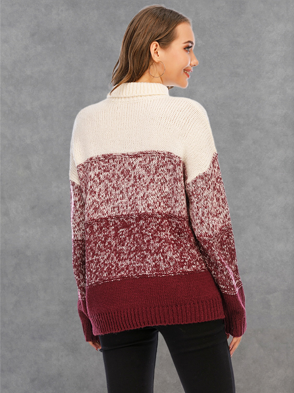 Color Block Turtleneck Sweater - AllIn Computer