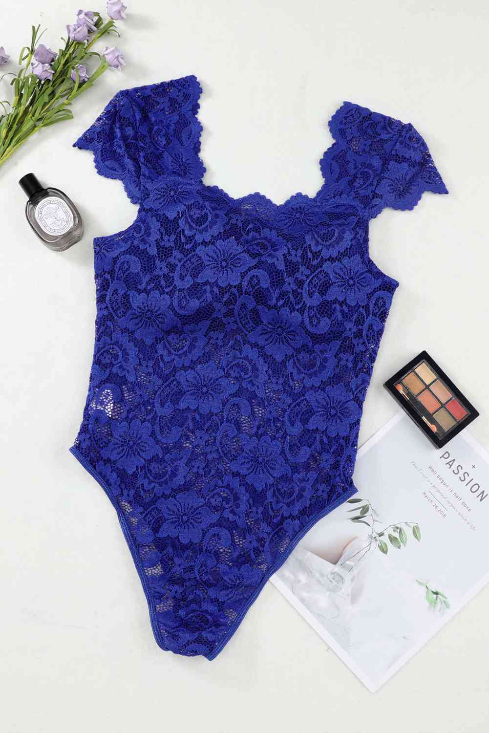 Ruched Sweetheart Neck Lace Bodysuit - AllIn Computer