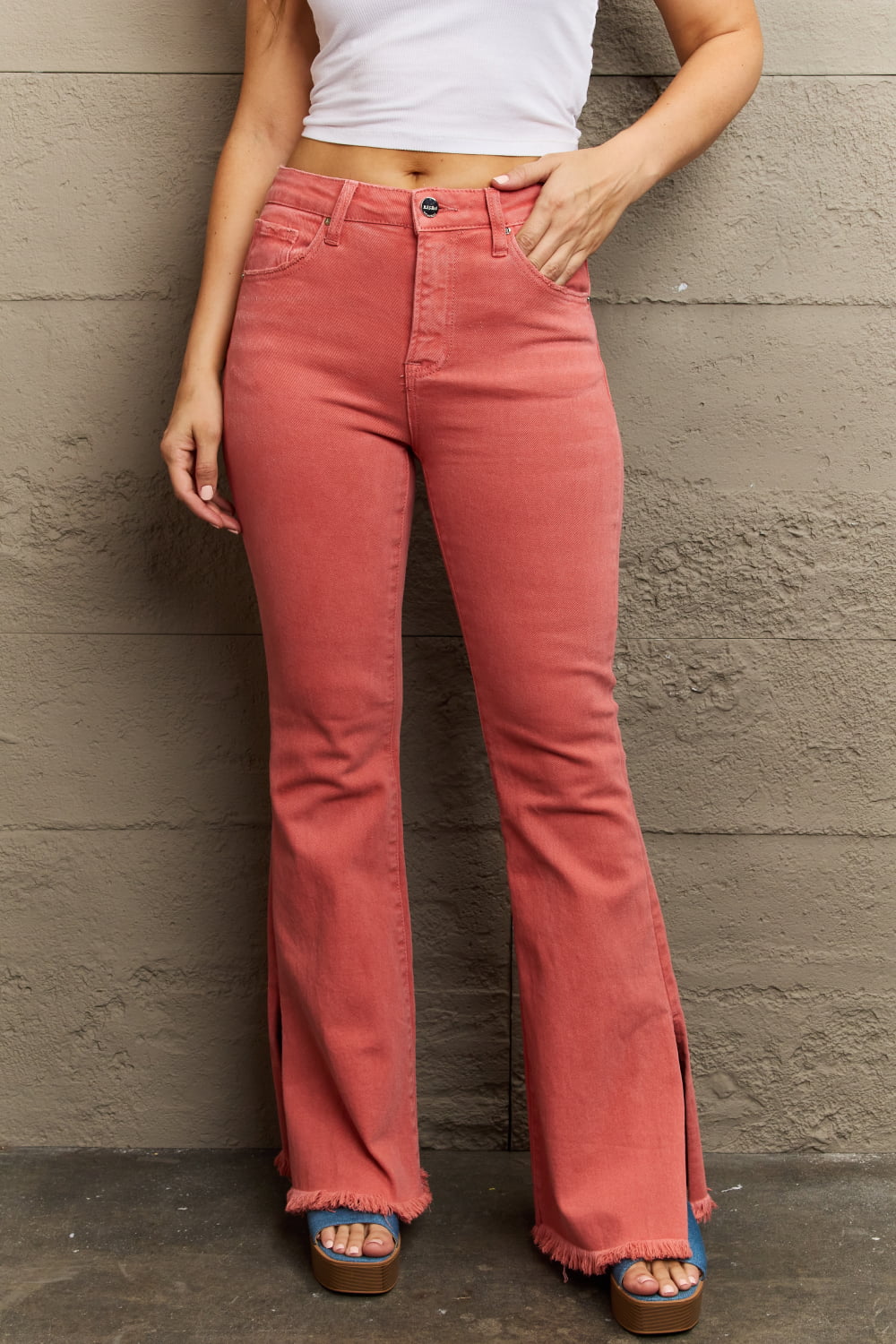 RISEN Bailey Full Size High Waist Side Slit Flare Jeans - AllIn Computer