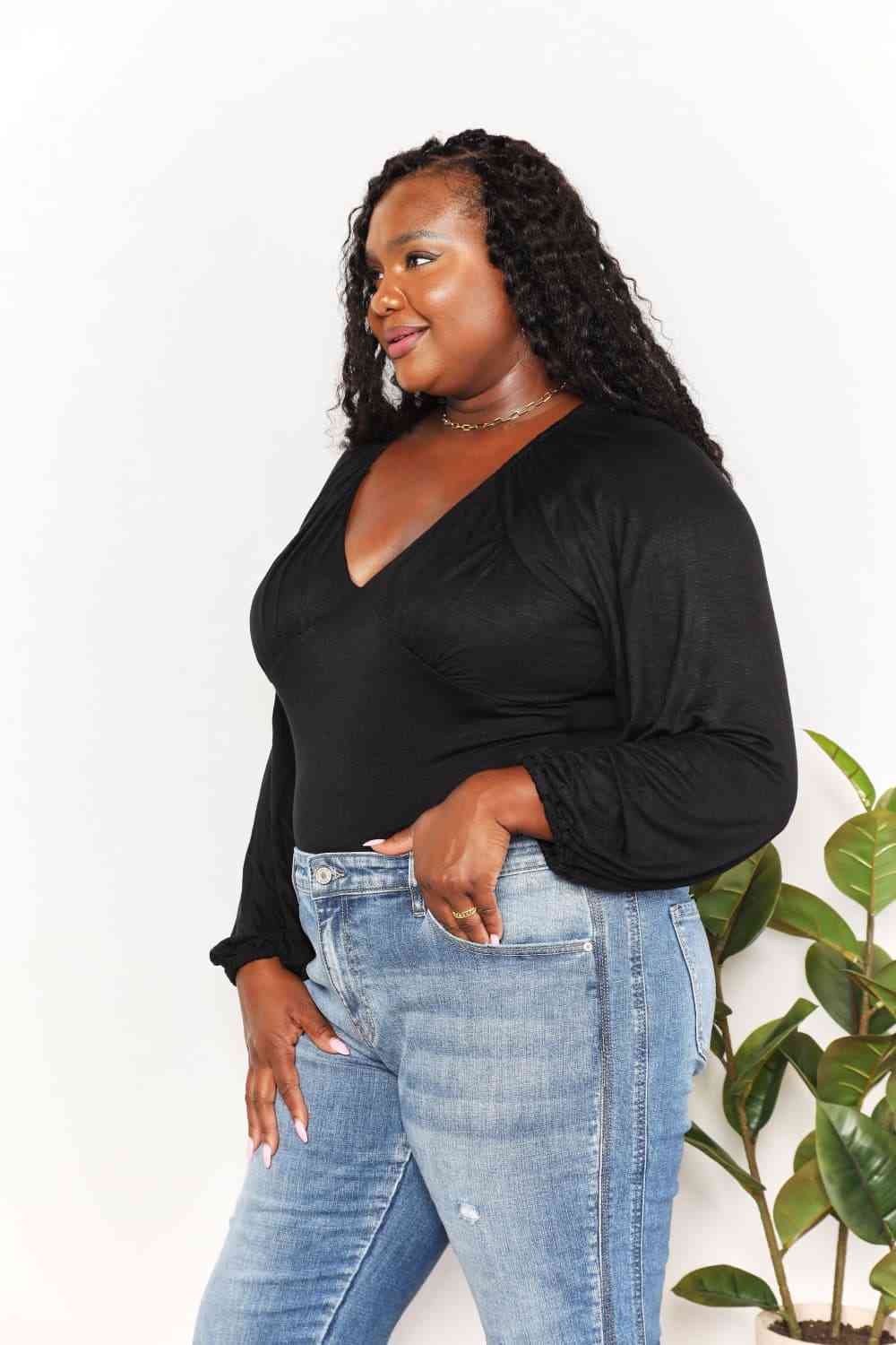 Culture Code Full Size V- Neck Bodysuit - AllIn Computer