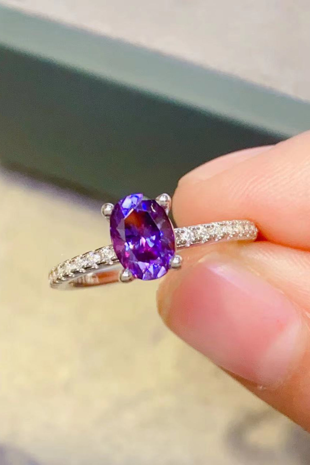 1 Carat Purple Moissanite 4-Prong Ring - AllIn Computer