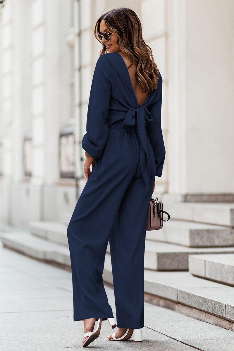 Cutout Long Sleeve Top and Wide Leg Pants Set - AllIn Computer