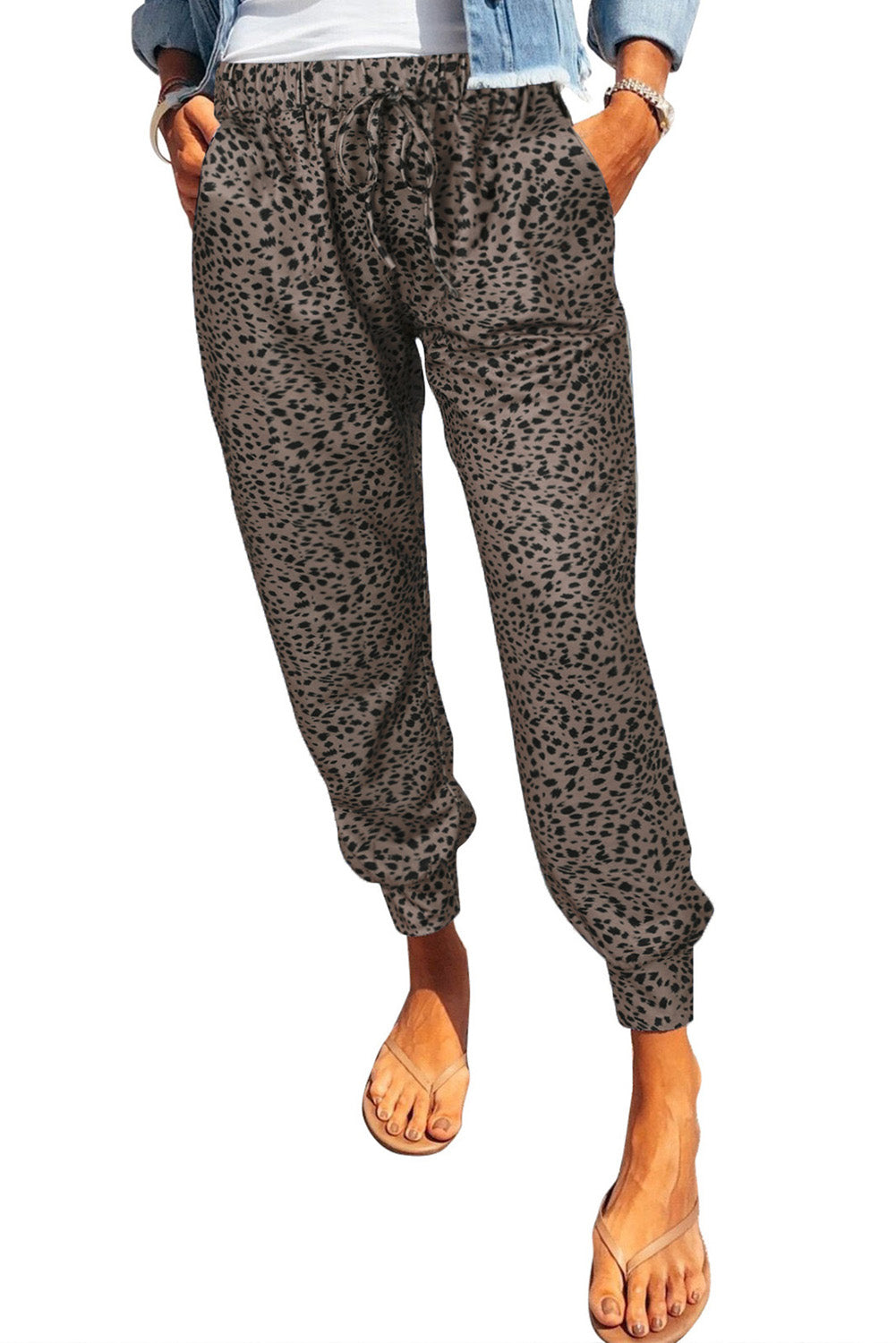 Leopard Pocketed Long Pants - AllIn Computer