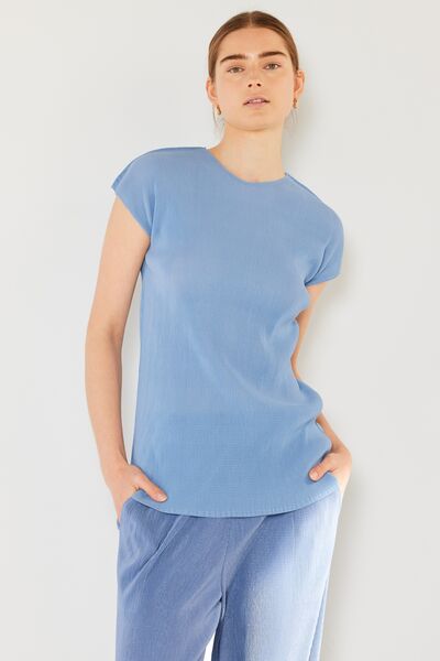 Marina West Swim Rib Pleated Cap Sleeve Top - AllIn Computer