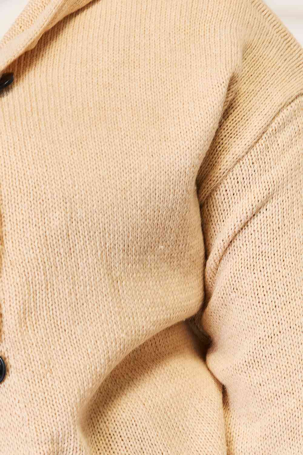 Woven Right Button-Down Long Sleeve Hooded Sweater - AllIn Computer