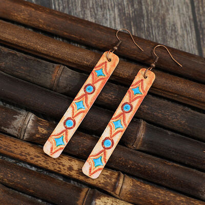 Geometric Leather Bar Earrings - AllIn Computer