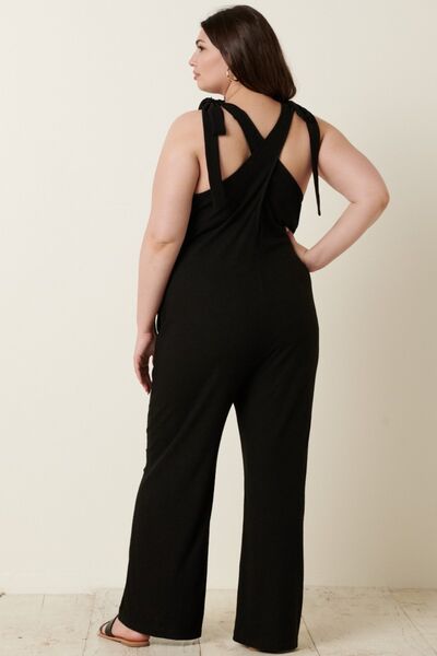 Mittoshop Rib Knit V-Neck Cross Back Jumpsuit - AllIn Computer