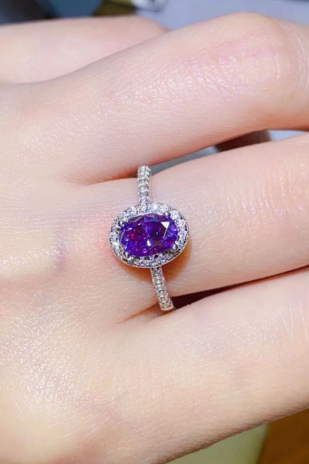 925 Sterling Silver 1 Carat Purple Moissanite Ring - AllIn Computer