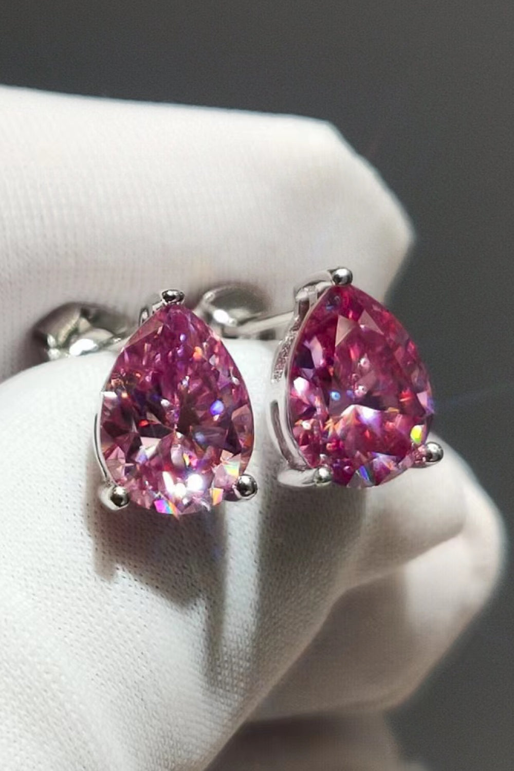 2 Carat Teardrop Moissanite Platinum-Plated Stud Earrings - AllIn Computer