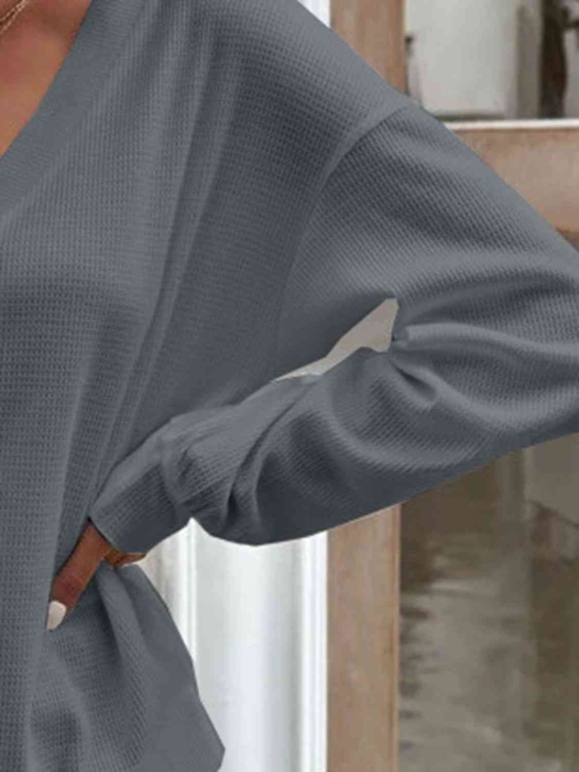V-Neck Dropped Shoulder Blouse - AllIn Computer