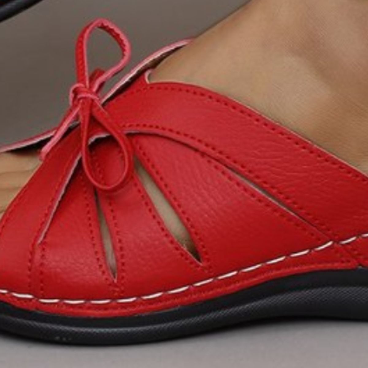 Tied Open Toe Low Heel Sandals - AllIn Computer