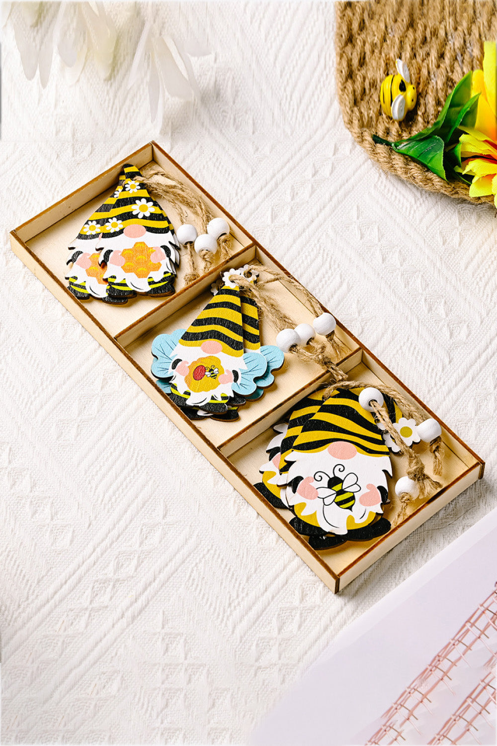 3-Pack Bee Wood Gnome Ornaments - AllIn Computer