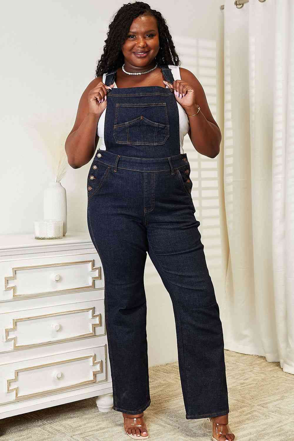 Judy Blue Full Size High Waist Classic Denim Overalls - AllIn Computer