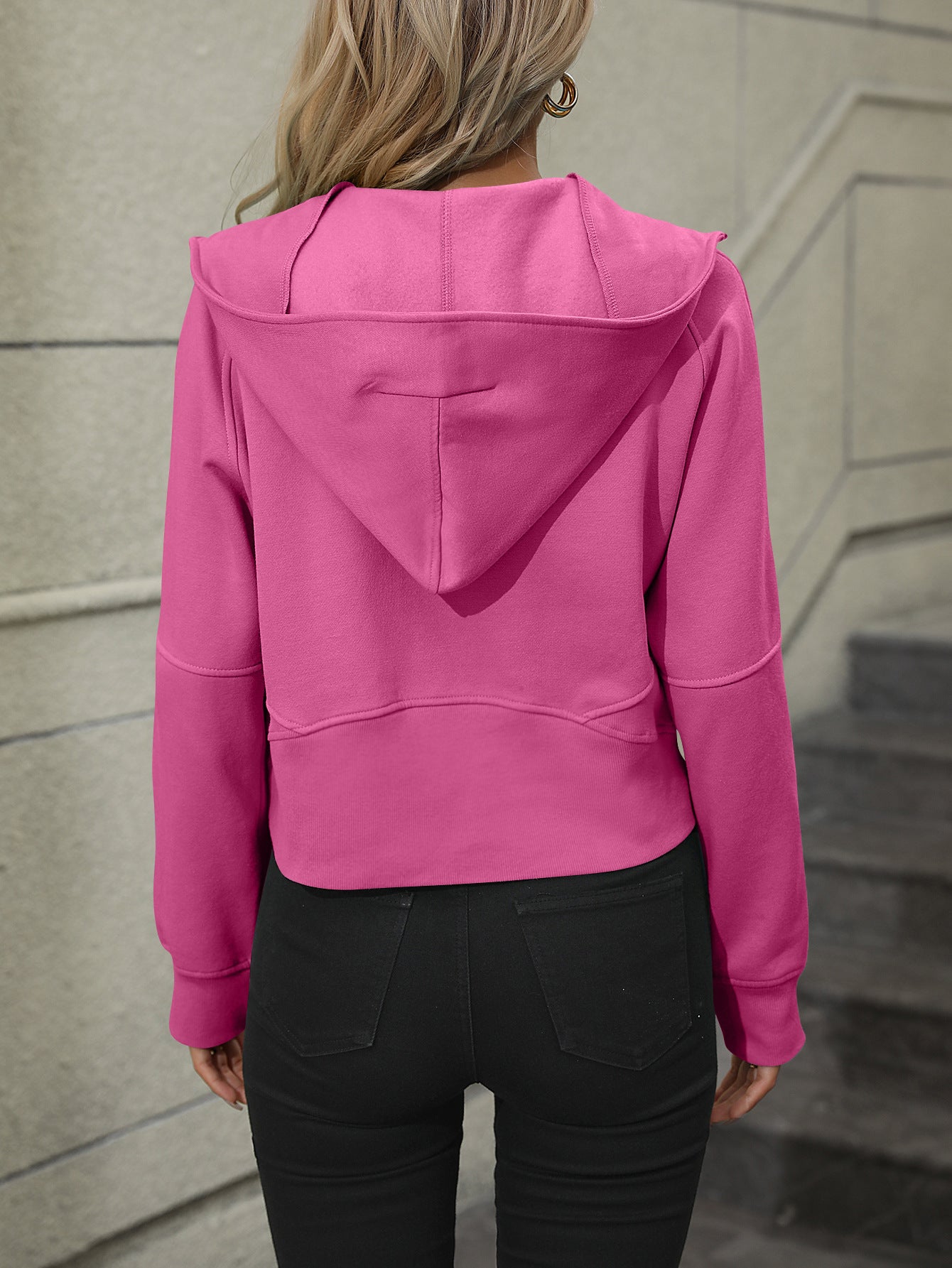 Zip-Up Raglan Sleeve Hoodie with Pocket - AllIn Computer