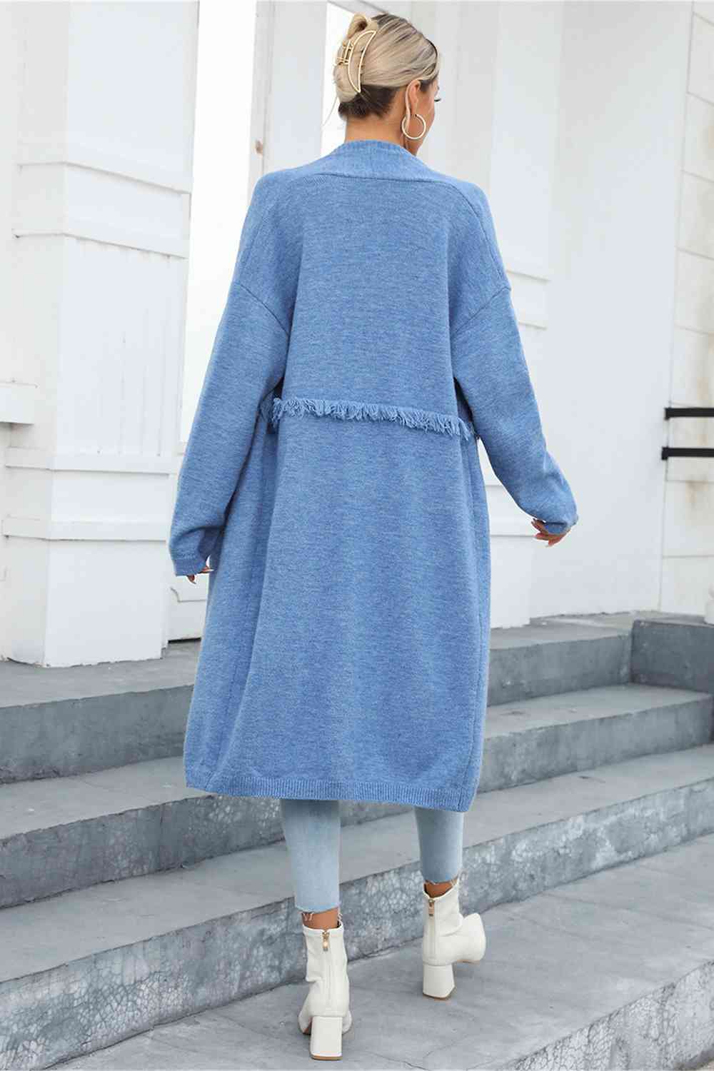 Open Front Pocketed Cardigan - AllIn Computer