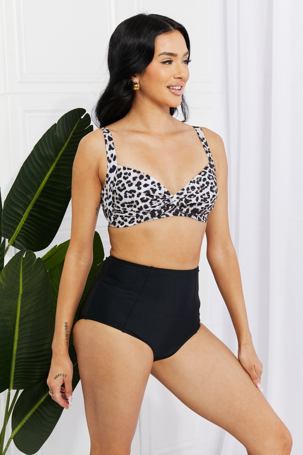 Marina West Swim Take A Dip Twist High-Rise Bikini in Leopard - AllIn Computer